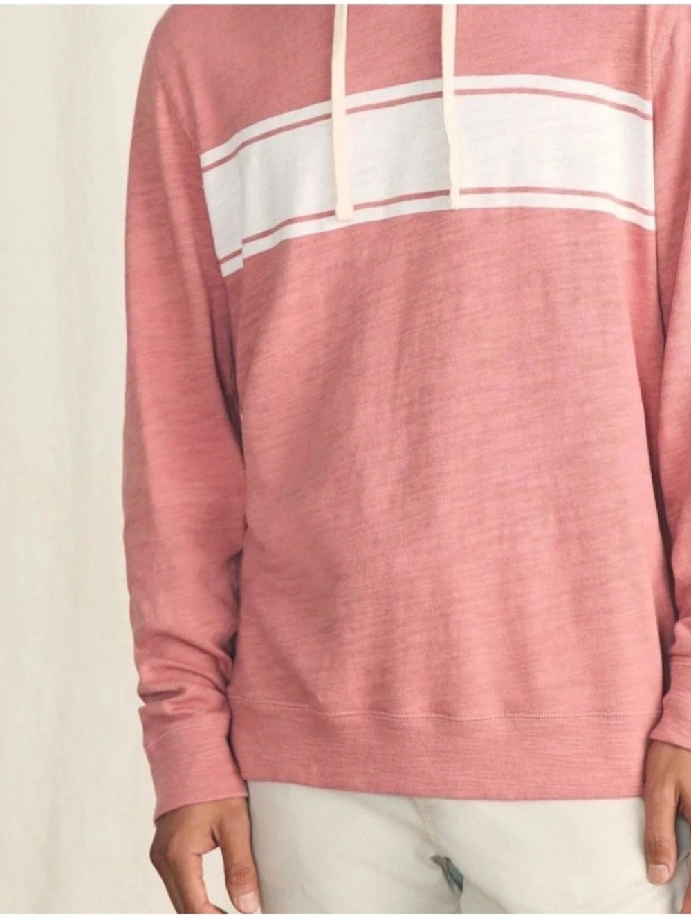 Faherty Surf Stripe Slub Hoodie – Men's Sz M – Summer Red Beachwear